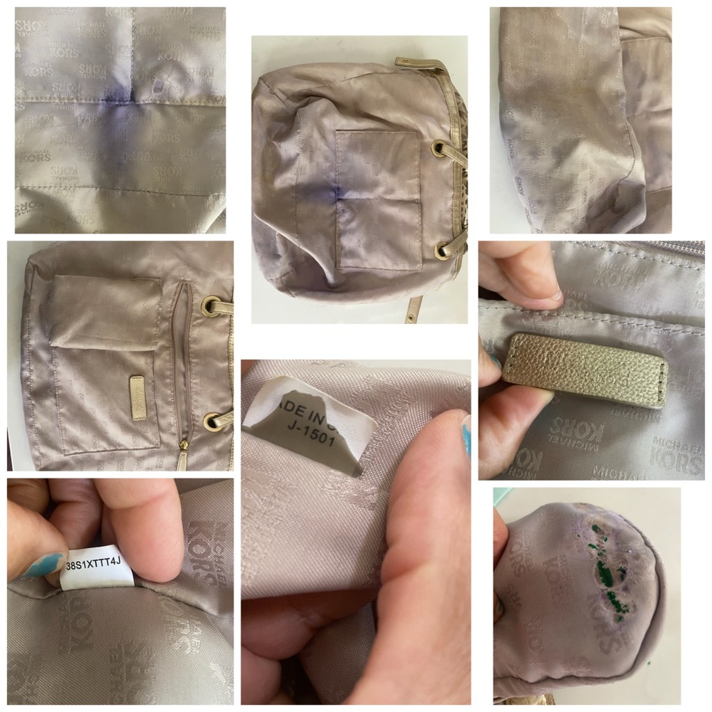 Michael Kors Brown and Gold Tote Bag with Signature MK Design - Picture 9 of 16